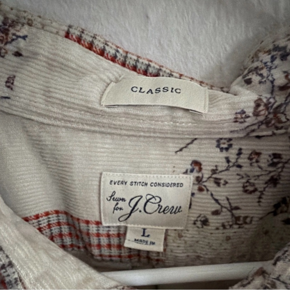 J. Crew Beige and Rust Patchwork Button-Down Shirt - image 3